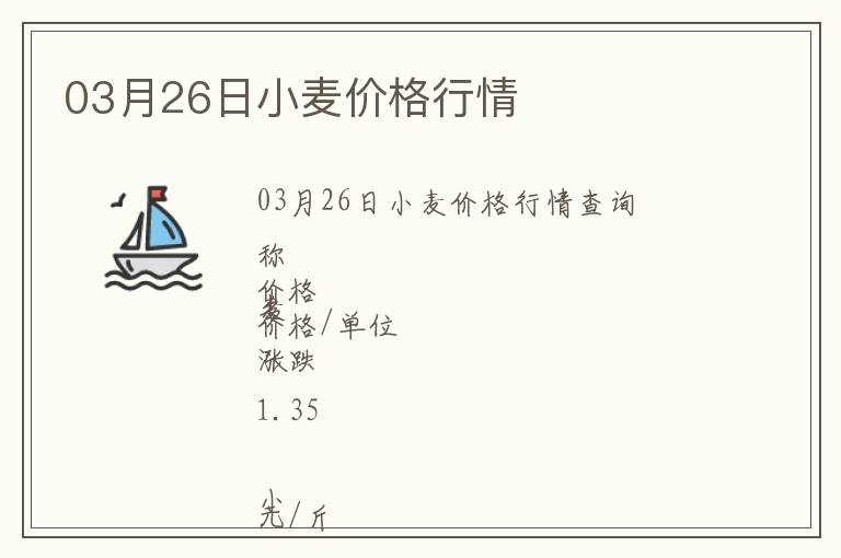 03月26日小麥價格行情
