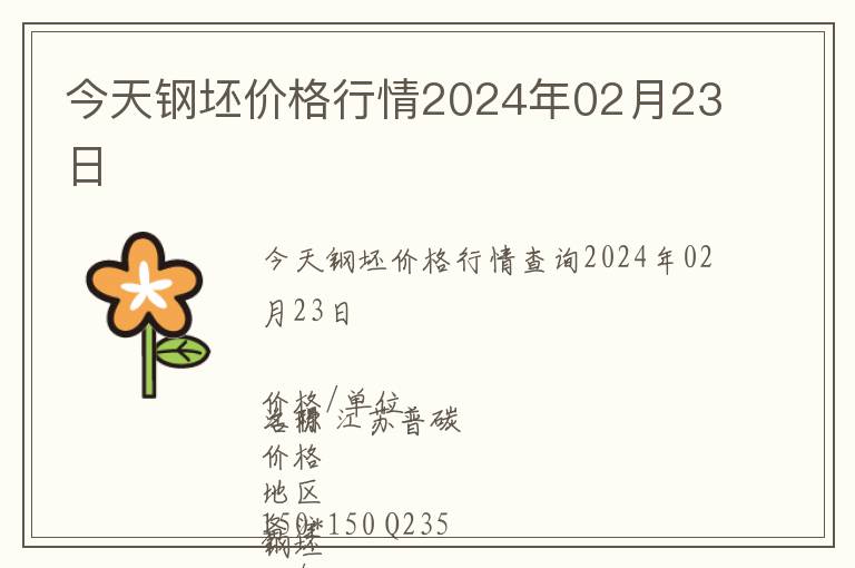 今天鋼坯價(jià)格行情2024年02月23日