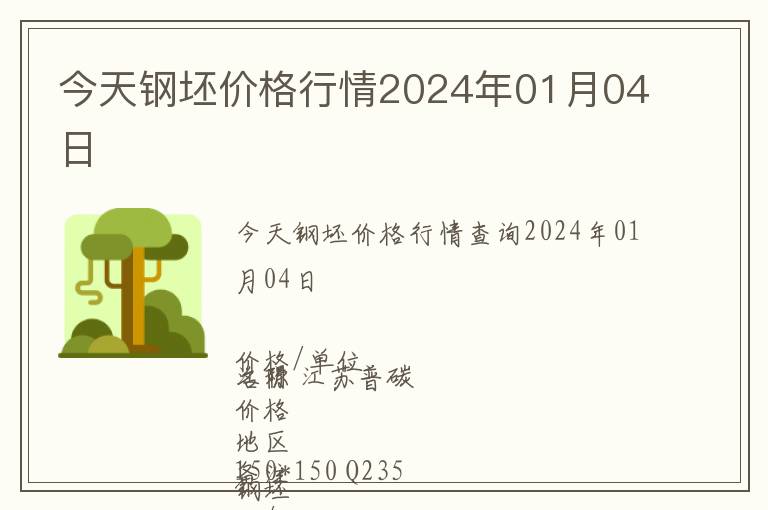 今天鋼坯價(jià)格行情2024年01月04日