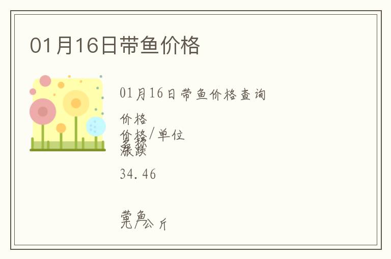 01月16日帶魚(yú)價(jià)格