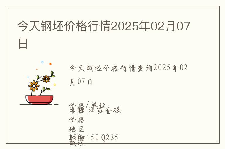 今天鋼坯價格行情2025年02月07日