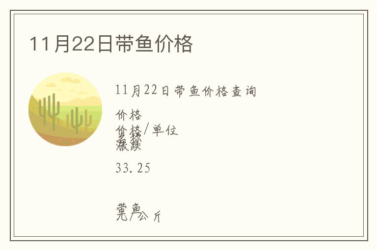 11月22日帶魚價(jià)格