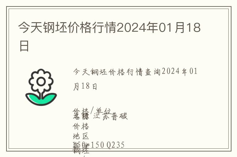今天鋼坯價(jià)格行情2024年01月18日
