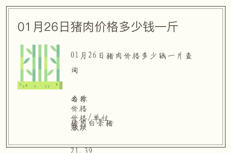 01月26日豬肉價格多少錢一斤