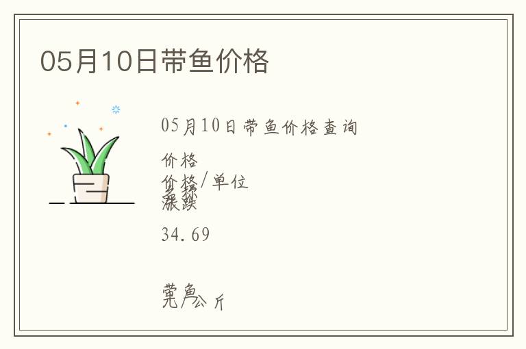 05月10日帶魚價格