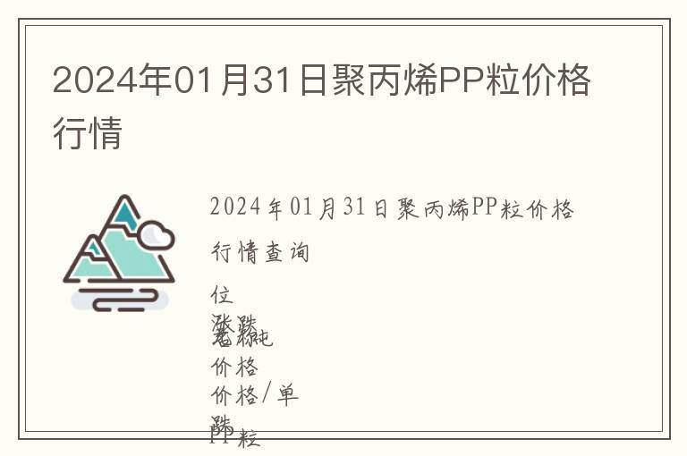 2024年01月31日聚丙烯PP粒價(jià)格行情