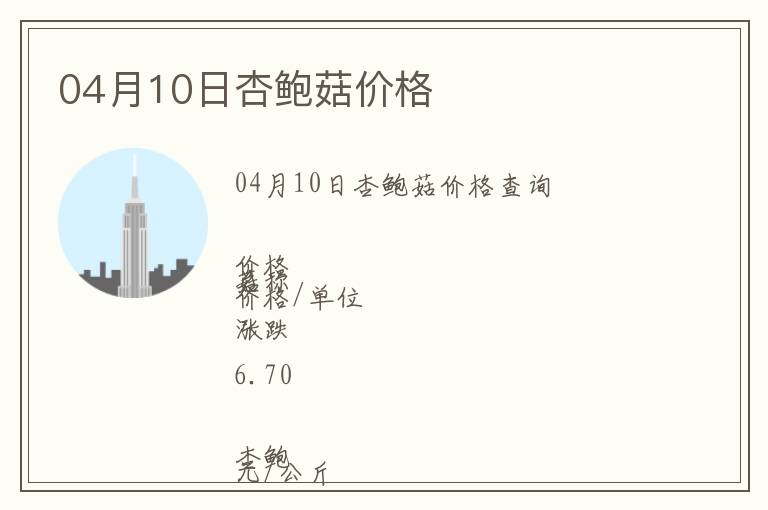 04月10日杏鮑菇價格