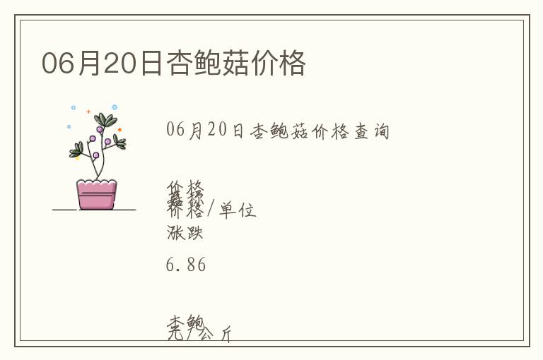 06月20日杏鮑菇價格