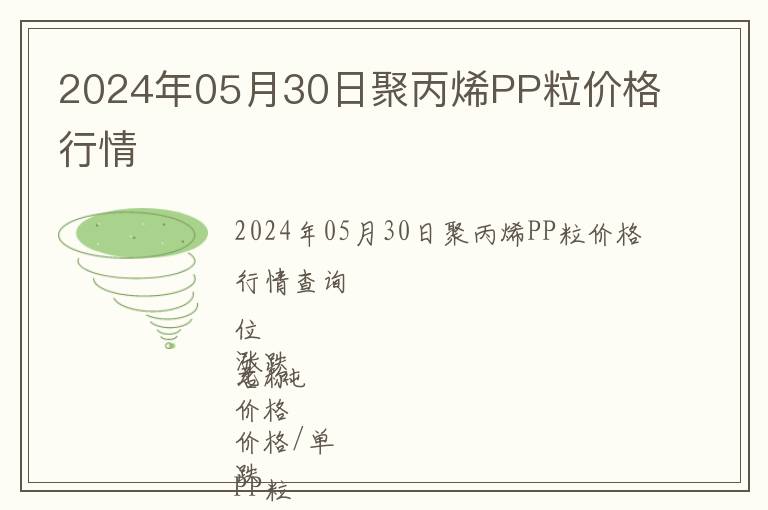 2024年05月30日聚丙烯PP粒價格行情