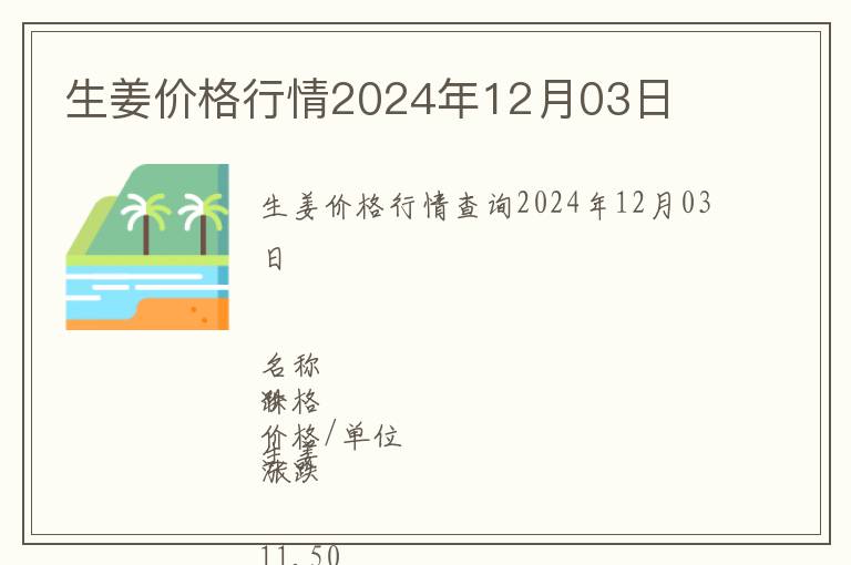 生姜價(jià)格行情2024年12月03日