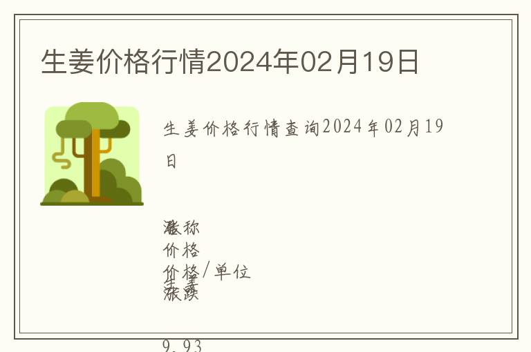 生姜價格行情2024年02月19日