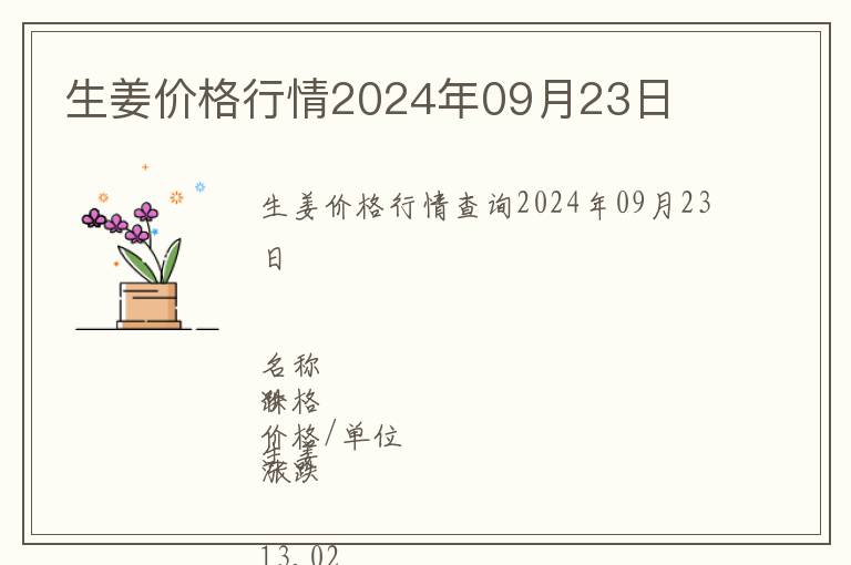 生姜價格行情2024年09月23日