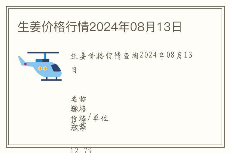 生姜價格行情2024年08月13日