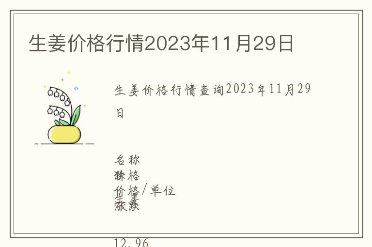 生姜價(jià)格行情2023年11月29日