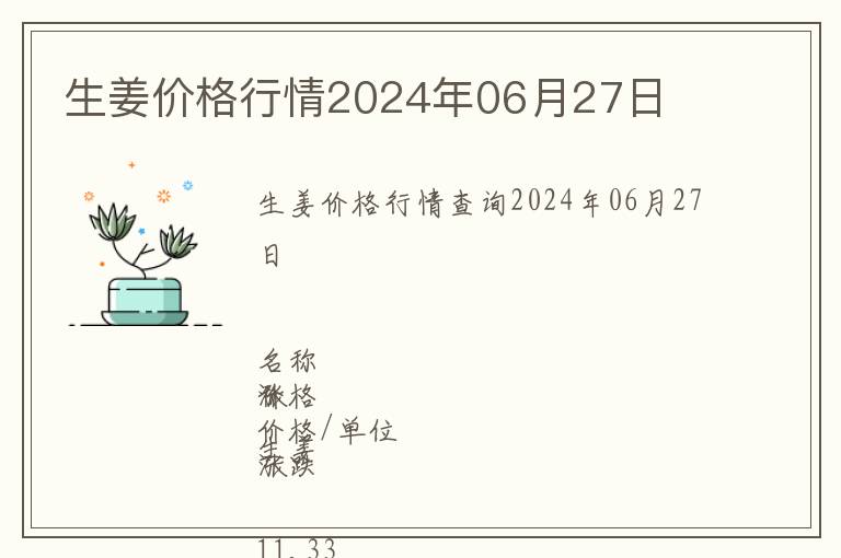 生姜價(jià)格行情2024年06月27日