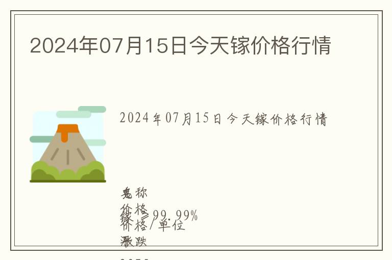 2024年07月15日今天鎵價格行情