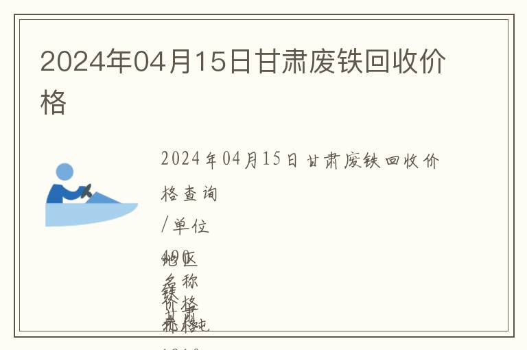 2024年04月15日甘肅廢鐵回收價格