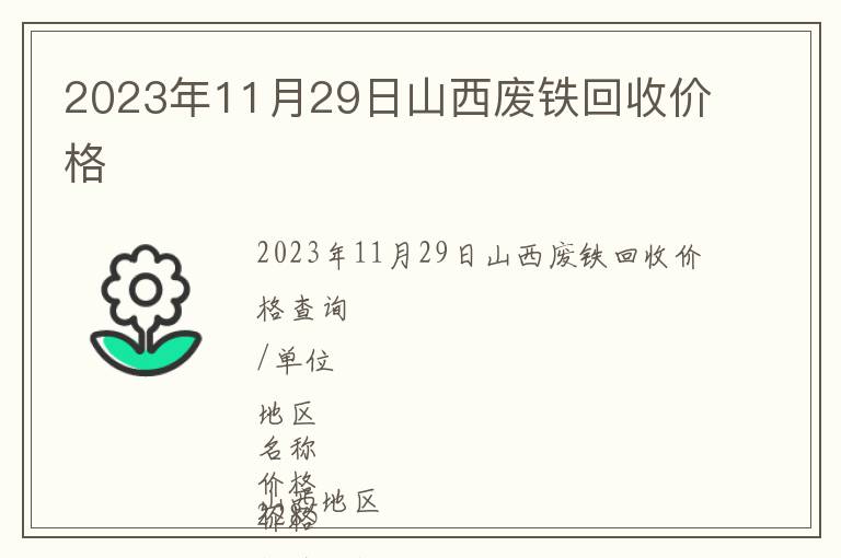 2023年11月29日山西廢鐵回收價格