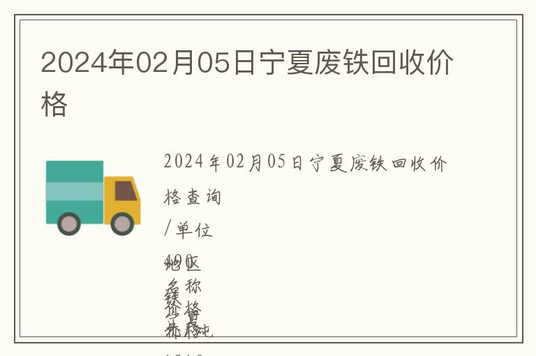 2024年02月05日寧夏廢鐵回收價格