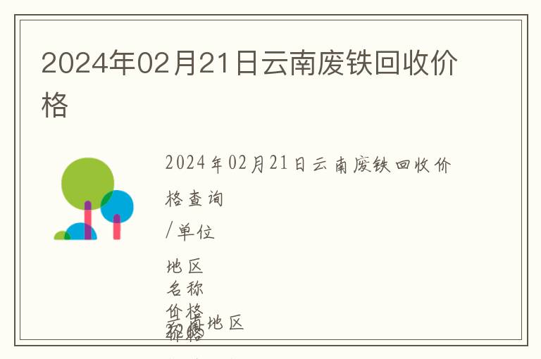 2024年02月21日云南廢鐵回收價(jià)格