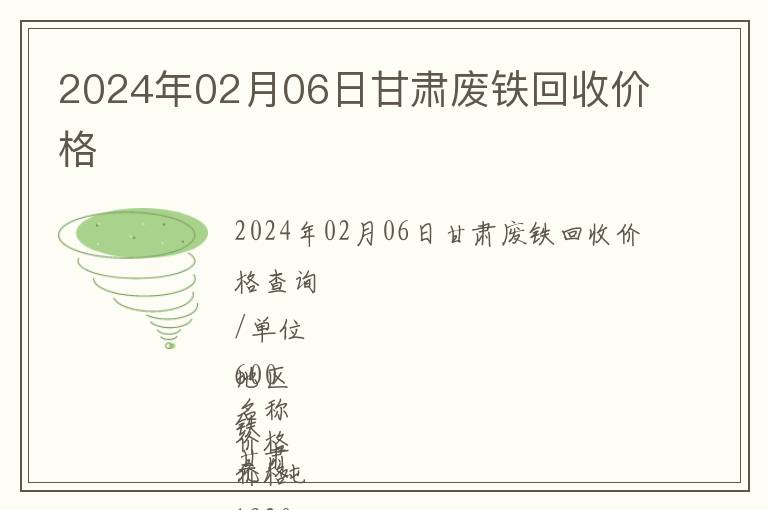 2024年02月06日甘肅廢鐵回收價(jià)格