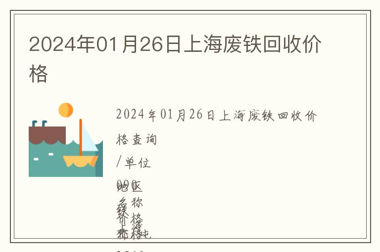 2024年01月26日上海廢鐵回收價(jià)格