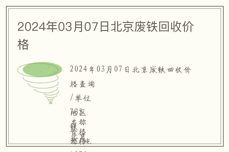 2024年03月07日北京廢鐵回收價格