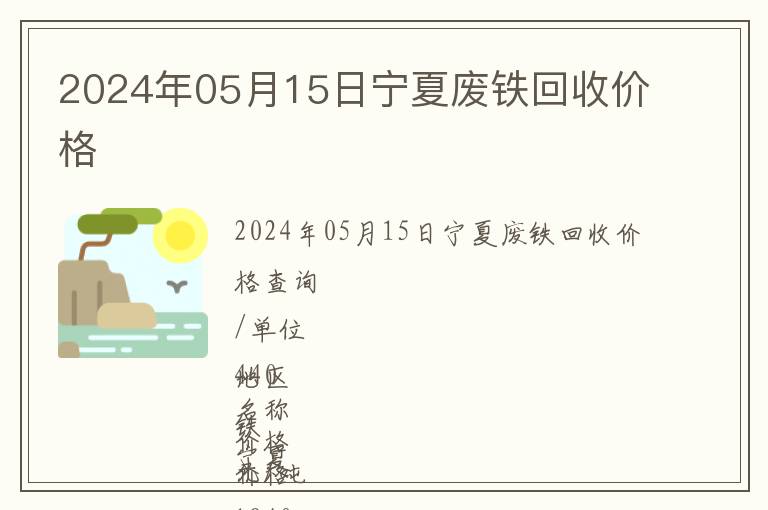 2024年05月15日寧夏廢鐵回收價格