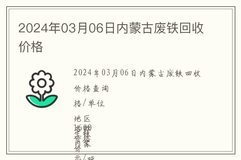 2024年03月06日內蒙古廢鐵回收價格