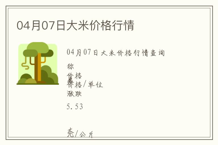 04月07日大米價格行情