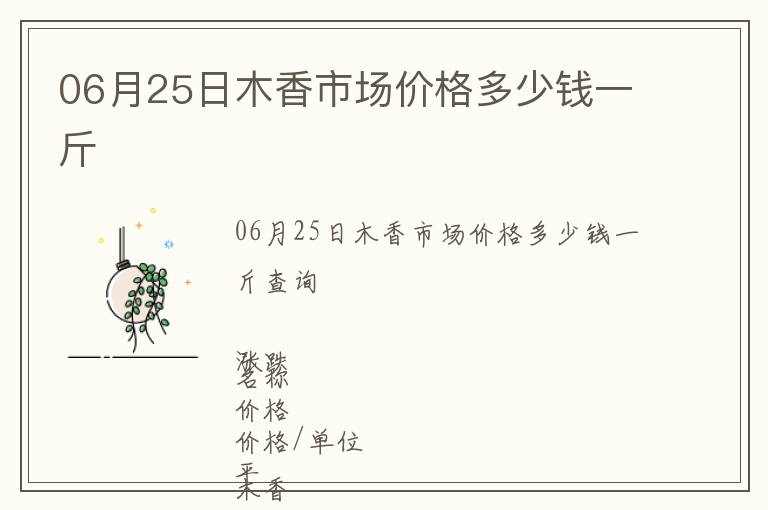 06月25日木香市場價格多少錢一斤