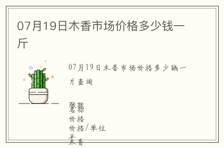 07月19日木香市場(chǎng)價(jià)格多少錢一斤