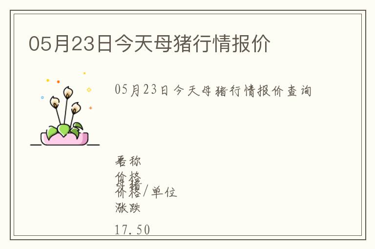 05月23日今天母豬行情報價
