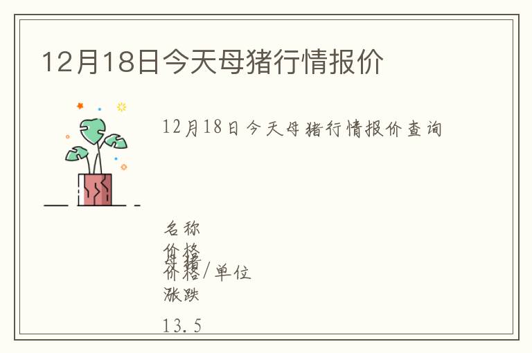 12月18日今天母豬行情報(bào)價(jià)
