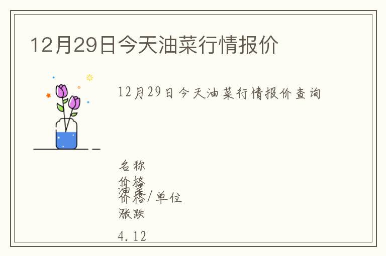 12月29日今天油菜行情報(bào)價(jià)