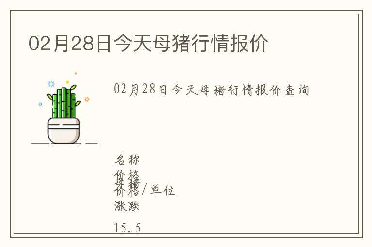 02月28日今天母豬行情報價