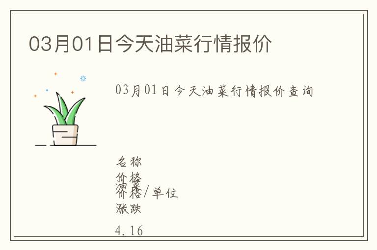 03月01日今天油菜行情報價