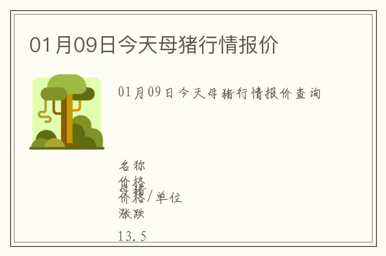 01月09日今天母豬行情報(bào)價(jià)