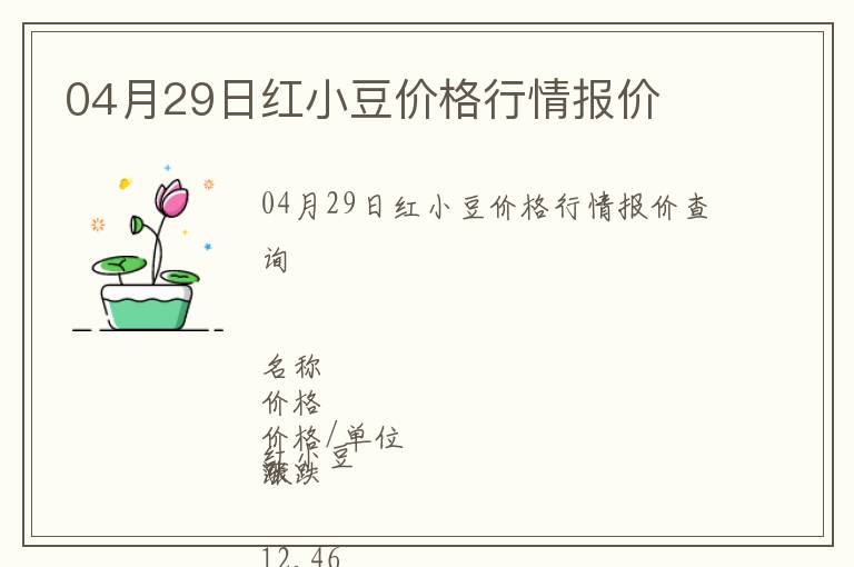 04月29日紅小豆價格行情報價