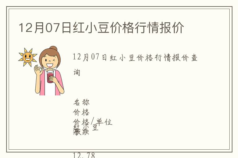 12月07日紅小豆價格行情報價