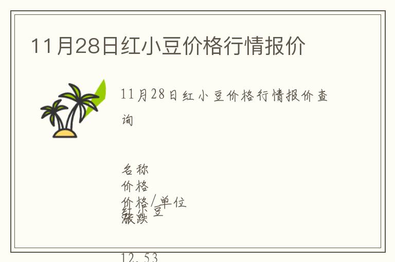 11月28日紅小豆價格行情報價