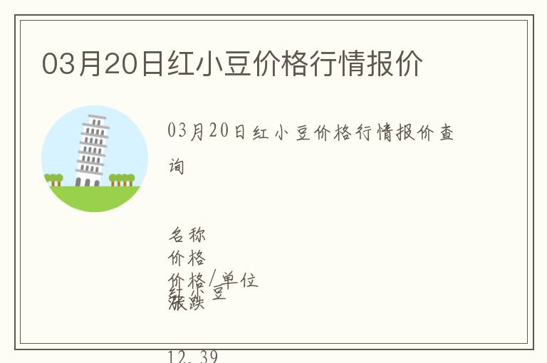03月20日紅小豆價格行情報價