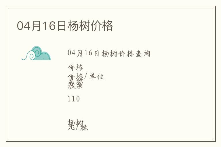 04月16日楊樹價(jià)格