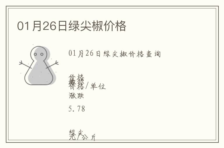 01月26日綠尖椒價(jià)格