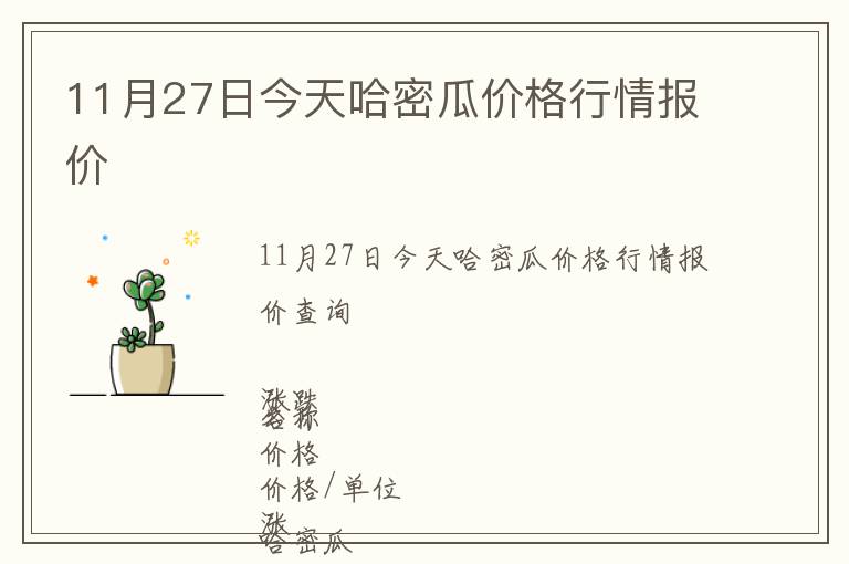 11月27日今天哈密瓜價(jià)格行情報(bào)價(jià)