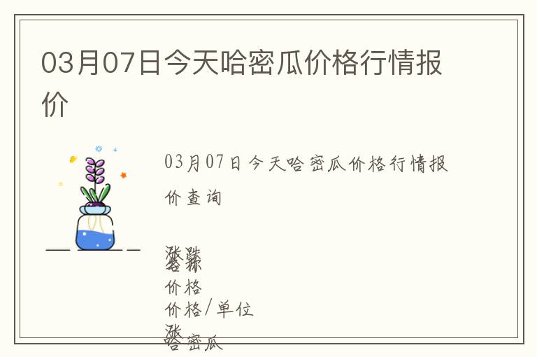 03月07日今天哈密瓜價(jià)格行情報(bào)價(jià)