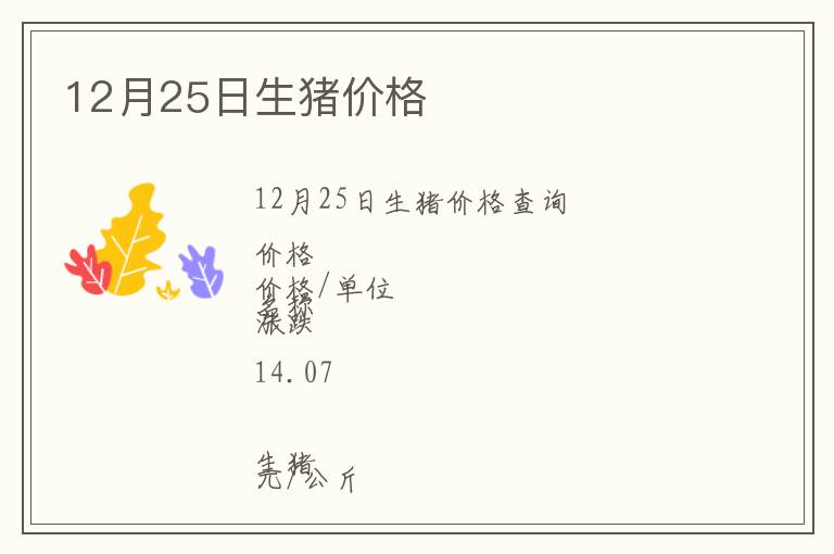 12月25日生豬價(jià)格