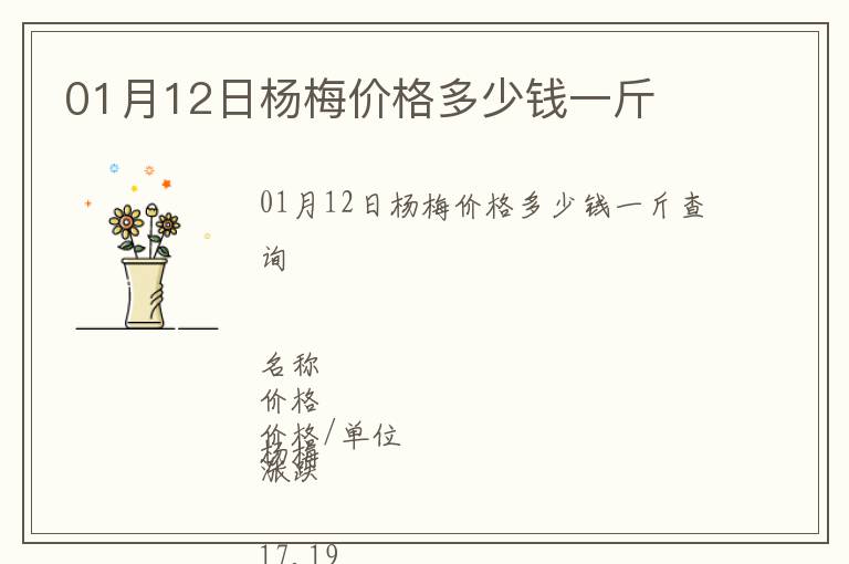01月12日楊梅價格多少錢一斤