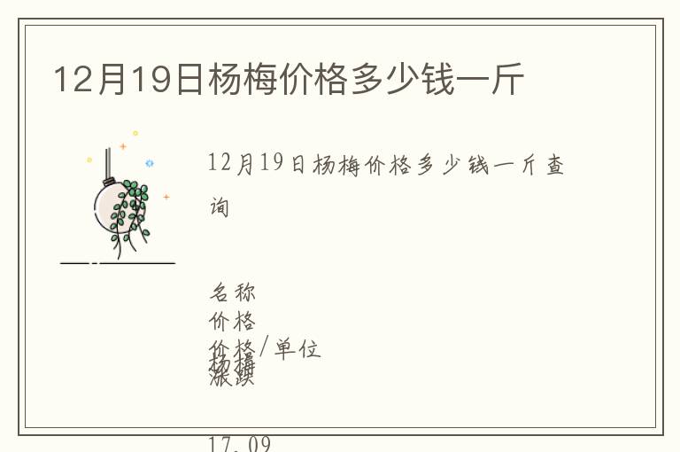 12月19日楊梅價格多少錢一斤