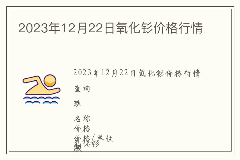 2023年12月22日氧化釤價格行情
